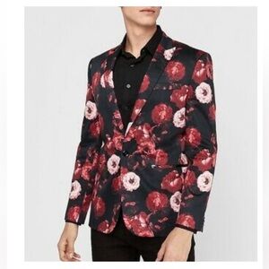 Express NWT Floral Slim Tuxedo One Button Closure Blazer Size S